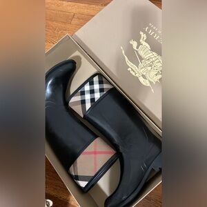 Burberry Black and Brown Checkered Boots